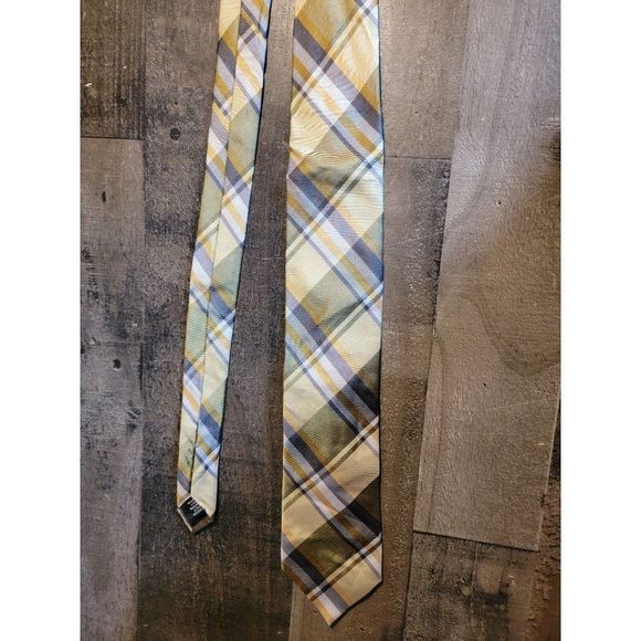 Perry Ellis Portfolio plain tan green tie New - Picture 2 of 4